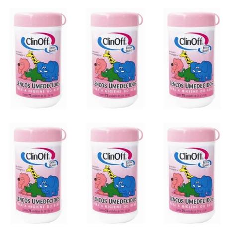 Clin Off Lenços Umedecidos Infantil Pote Rosa C/75 (Kit C/06) Menor preço em Clin Off Lenços Umedecidos Infantil Pote Rosa C/75 (Kit C/06)