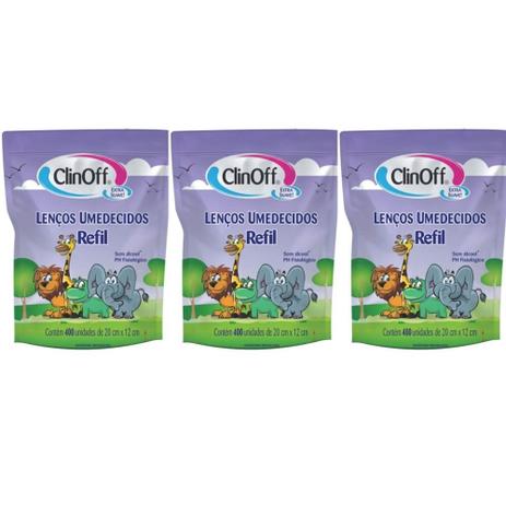 Clin Off Lenços Umedecidos Infantil Refil C/400 (Kit C/03) Menor preço em Clin Off Lenços Umedecidos Infantil Refil C/400 (Kit C/03)