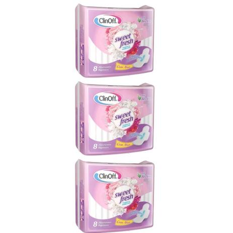Clin Off Suave Absorvente Higiênico C/ Abas C/8 (Kit C/03) Menor preço em Clin Off Suave Absorvente Higiênico C/ Abas C/8 (Kit C/03)