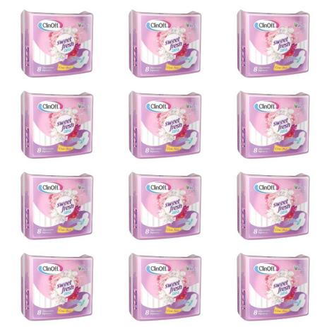 Clin Off Suave Absorvente Higiênico C/ Abas C/8 (Kit C/12) Menor preço em Clin Off Suave Absorvente Higiênico C/ Abas C/8 (Kit C/12)