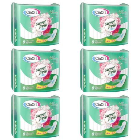 Clin Off Suave Absorvente Higiênico S/ Abas C/8 (Kit C/06) Menor preço em Clin Off Suave Absorvente Higiênico S/ Abas C/8 (Kit C/06)