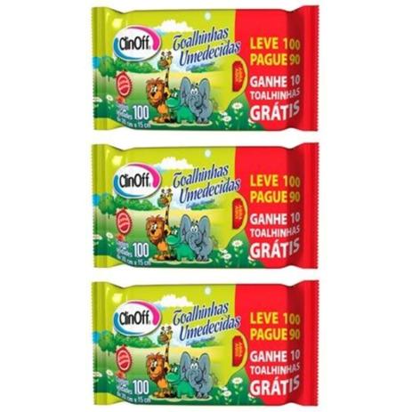 Clin Off Toalhas Umedecidas Infantil C/100 (Kit C/03) Menor preço em Clin Off Toalhas Umedecidas Infantil C/100 (Kit C/03)