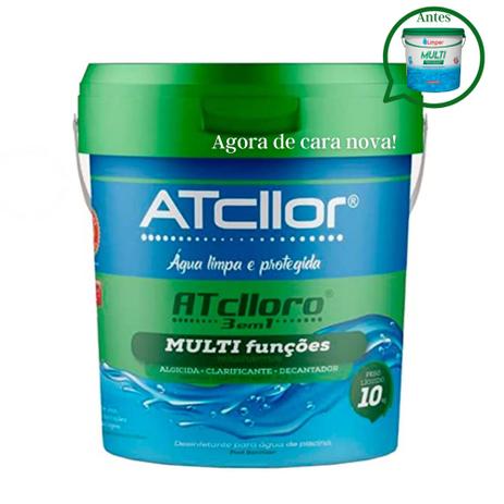 Cloro Granulado Multi 3 Em 1 10kg ATCLLOR - Limper Menor preço em Cloro Granulado Multi 3 Em 1 10kg ATCLLOR - Limper