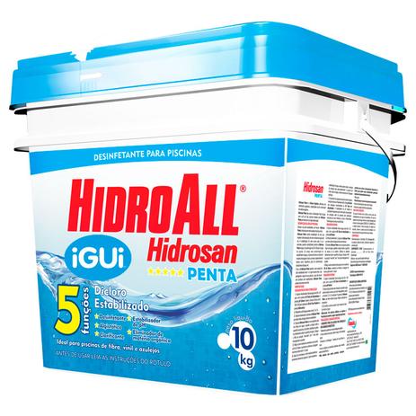 Cloro Hidrosan Penta 5 em 1 - Balde 10 kg - Hidroall Menor preço em Cloro Hidrosan Penta 5 em 1 - Balde 10 kg - Hidroall