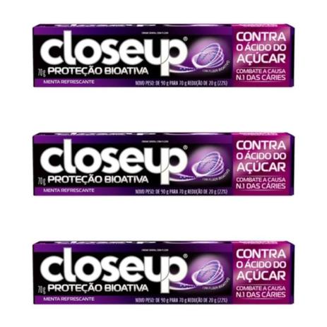 Close Up Proteção Bioativa Creme Dental 70g (Kit C/03) Menor preço em Close Up Proteção Bioativa Creme Dental 70g (Kit C/03)