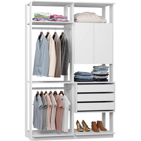 Closet Modulado 1 Armário 3 Gavetas e 2 Cabideiros Clothes 9014 BE Mobiliário Menor preço em Closet Modulado 1 Armário 3 Gavetas e 2 Cabideiros Clothes 9014 BE Mobiliário