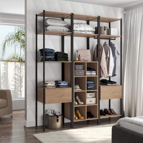 Closet Multiuso 4 Prateleiras 8 Nichos Oxford Espresso Móveis Preto/Demolição é boa?