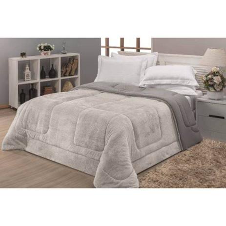Coberdrom Casal Queen Malha Felpuda Edredom Dupla Face - Cinza - Meu lar enxovais é boa?
