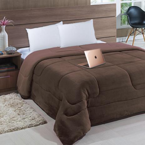 Coberdrom malha Felpuda Casa Dona Casal Tabaco 200x220cm Menor preço em Coberdrom malha Felpuda Casa Dona Casal Tabaco 200x220cm