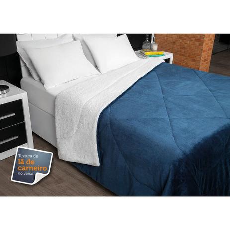 coberdrom queen 2,40 X 2,60 lã de carneiro no verso lepper - azul Menor preço em coberdrom queen 2,40 X 2,60 lã de carneiro no verso lepper - azul