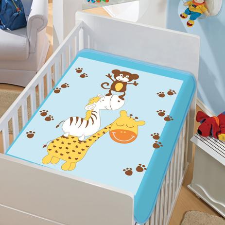 Cobertor Baby Infantil Tradicional Jolitex Zoo Girafa azul Menor preço em Cobertor Baby Infantil Tradicional Jolitex Zoo Girafa azul
