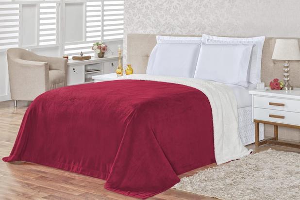 Cobertor Queen Sherpa Manta Microfibra Alaska VINHO - Colleone Enxovais Menor preço em Cobertor Queen Sherpa Manta Microfibra Alaska VINHO - Colleone Enxovais