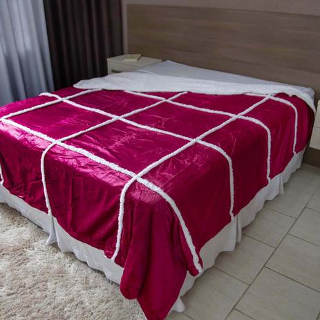 Cobertor Sherpa Dupla Face Europa Queen Size 220 x 240cm - Cereja Menor preço em Cobertor Sherpa Dupla Face Europa Queen Size 220 x 240cm - Cereja