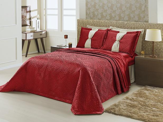 Cobre Leito Áustria Casal Queen 07 Peças Vermelho - Home fernandes Menor preço em Cobre Leito Áustria Casal Queen 07 Peças Vermelho - Home fernandes