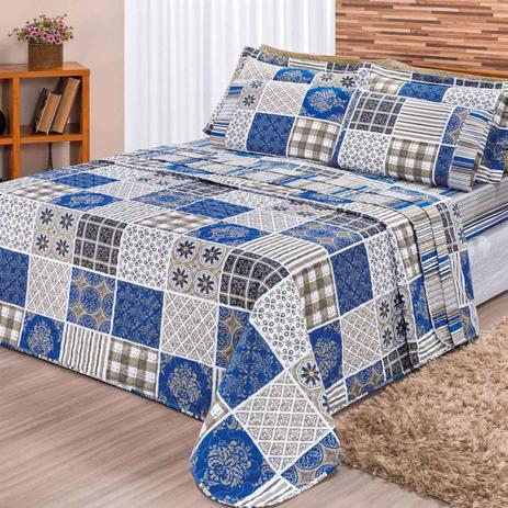 Cobre Leito Cama King Super Requinte 3 peças Azulejo - Bia enxovais é ruim? Cobre Leito Cama King Super Requinte 3 peças Azulejo - Bia enxovais é boa?