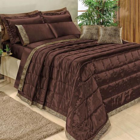 Cobre Leito Casal King Safari Tecido Cetim Charmousse 7 Peças - Tabaco - Bia enxovais Menor preço em Cobre Leito Casal King Safari Tecido Cetim Charmousse 7 Peças - Tabaco - Bia enxovais