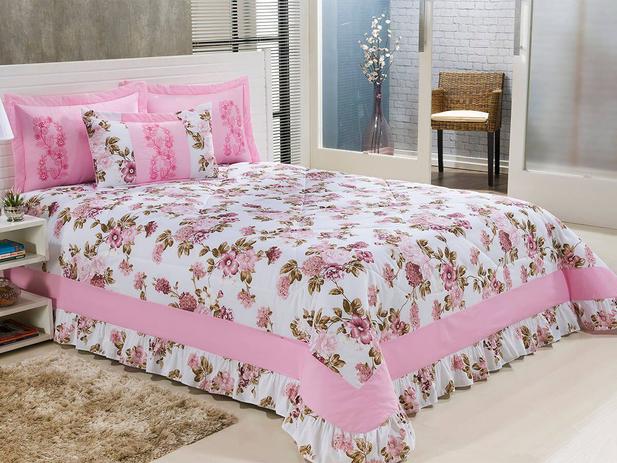 Cobre Leito Casal Padrão Jasmim 05 Peças Bordado Colcha - Rosa - Finos enxovais Menor preço em Cobre Leito Casal Padrão Jasmim 05 Peças Bordado Colcha - Rosa - Finos enxovais