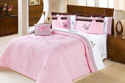 Cobre Leito Casal Queen 05 peças Kit Fascínio- Rosa - Bfinos é boa?