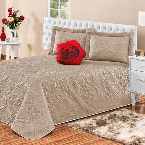 Cobre Leito Casal Queen Rose + 2 Porta Travesseiros + 1 Almofada Casa Dona Caqui Menor preço em Cobre Leito Casal Queen Rose + 2 Porta Travesseiros + 1 Almofada Casa Dona Caqui