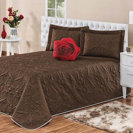 Cobre Leito Casal Queen Rose + 2 Porta Travesseiros + 1 Almofada Casa Dona Tabaco Menor preço em Cobre Leito Casal Queen Rose + 2 Porta Travesseiros + 1 Almofada Casa Dona Tabaco