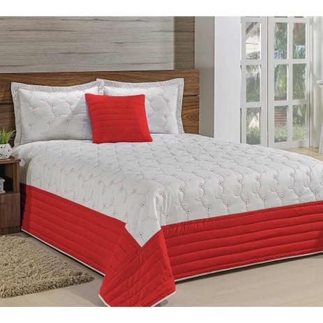 Cobre Leito Casal Rubi Microfibra Peletizada - Palha/Vermelho - Smaniotto Menor preço em Cobre Leito Casal Rubi Microfibra Peletizada - Palha/Vermelho - Smaniotto