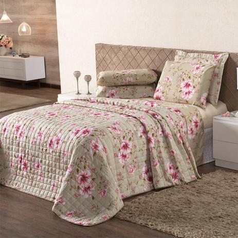 Cobre leito Classic Queen 03 Peças - Floral Rosa - Marina bordados Menor preço em Cobre leito Classic Queen 03 Peças - Floral Rosa - Marina bordados