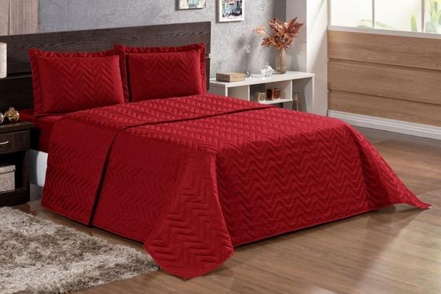 Cobre Leito Colcha Casal King 3 Peças Face Única Pratic VERMELHO - Ônix Enxovais Menor preço em Cobre Leito Colcha Casal King 3 Peças Face Única Pratic VERMELHO - Ônix Enxovais