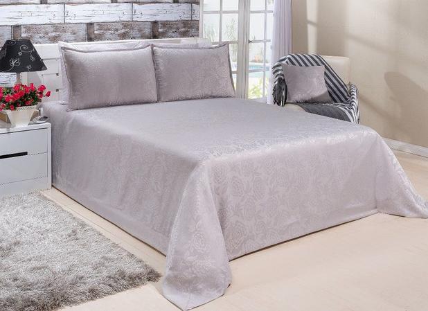 Cobre Leito Colcha Casal Queen Cinza 3 Peças Jacquard Dupla Face - Confecções elba é ruim? Cobre Leito Colcha Casal Queen Cinza 3 Peças Jacquard Dupla Face - Confecções elba é boa?