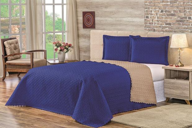 Cobre Leito Elegance Microfibra Dupla Face King 3 Pçs Azul/Avela - Bell enxovais Menor preço em Cobre Leito Elegance Microfibra Dupla Face King 3 Pçs Azul/Avela - Bell enxovais