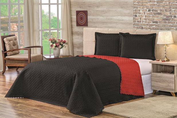 Cobre Leito Elegance Microfibra Dupla Face King 3 Pçs Preto/Vermelho - Bell enxovais é ruim? Cobre Leito Elegance Microfibra Dupla Face King 3 Pçs Preto/Vermelho - Bell enxovais é boa?