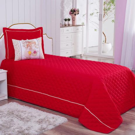 Cobre Leito Infantil p/ Meninas Camponesa com Almofada Customizada 4 Peças - Vermelho - Zilu enxovais Menor preço em Cobre Leito Infantil p/ Meninas Camponesa com Almofada Customizada 4 Peças - Vermelho - Zilu enxovais