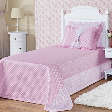 Cobre Leito Infantil p/ Meninas Princesinha Tecido Cetim Matelado e Pedrarias 4 Peças - Rosa - A decorativa Menor preço em Cobre Leito Infantil p/ Meninas Princesinha Tecido Cetim Matelado e Pedrarias 4 Peças - Rosa - A decorativa
