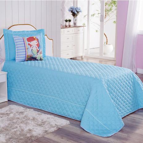 Cobre Leito Infantil p/ Meninas Sereia com Almofada Customizada 4 Peças - Azul - Zilu enxovais Menor preço em Cobre Leito Infantil p/ Meninas Sereia com Almofada Customizada 4 Peças - Azul - Zilu enxovais