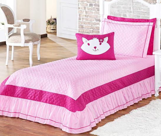 Cobre Leito Mel Solteiro Rosa Menina Gatinha com 4 peças - Aquarela Menor preço em Cobre Leito Mel Solteiro Rosa Menina Gatinha com 4 peças - Aquarela