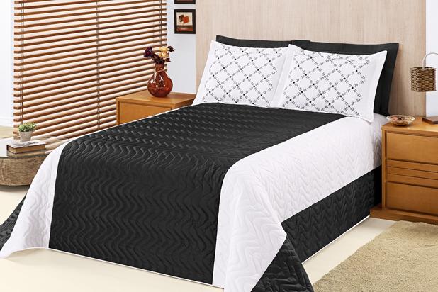 Cobre Leito Poly Casal King 5 Peças Preto - Home fernandes Menor preço em Cobre Leito Poly Casal King 5 Peças Preto - Home fernandes