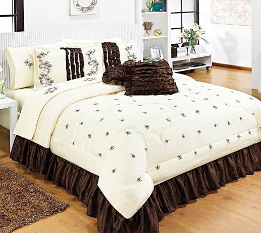 Cobre Leito Queen Renascence Tabaco Pequenas Flores com 7 peças - Valle enxovais Menor preço em Cobre Leito Queen Renascence Tabaco Pequenas Flores com 7 peças - Valle enxovais