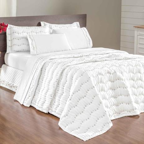 Cobre Leito Queen Versales Bordado 3 Peças - Branco - Sulamita Menor preço em Cobre Leito Queen Versales Bordado 3 Peças - Branco - Sulamita