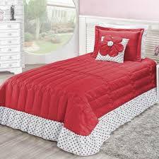 Cobre Leito Solteiro 4 Pçs Nina Colcha Vermelho Quarto Menina - Colleone Enxovais Menor preço em Cobre Leito Solteiro 4 Pçs Nina Colcha Vermelho Quarto Menina - Colleone Enxovais