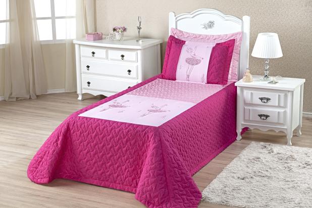 Cobre Leito Solteiro Bailarina 03 Peças Pink - Home fernandes Menor preço em Cobre Leito Solteiro Bailarina 03 Peças Pink - Home fernandes