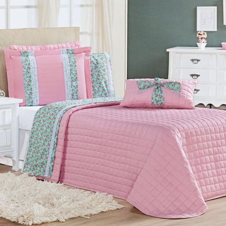 Cobre Leito Solteiro Elegance 03 Peças Detalhe em Renda - Rosa - Casa Borda Menor preço em Cobre Leito Solteiro Elegance 03 Peças Detalhe em Renda - Rosa - Casa Borda