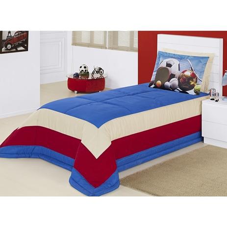 Cobre Leito Solteiro Tema Sport 3 Peças Azul/Vermelho - A decorativa Menor preço em Cobre Leito Solteiro Tema Sport 3 Peças Azul/Vermelho - A decorativa