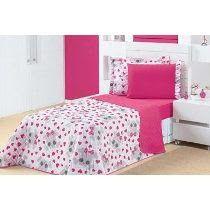 Cobre Leito Vivart CaveIra CINZA COM Rosa 04 PEÇAS - Menor preço em Cobre Leito Vivart CaveIra CINZA COM Rosa 04 PEÇAS -