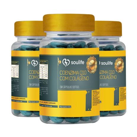 Coenzima Q10 com Colágeno - 60 Cáps - Soulife - Combo 3 Unidades Menor preço em Coenzima Q10 com Colágeno - 60 Cáps - Soulife - Combo 3 Unidades