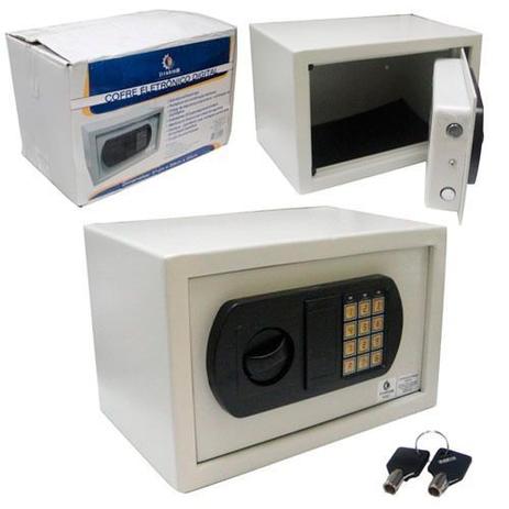 Cofre Eletrônico LCD Digital Grande Com Prateleira e 2 Chaves Reservas em Aço - Titanium Menor preço em Cofre Eletrônico LCD Digital Grande Com Prateleira e 2 Chaves Reservas em Aço - Titanium