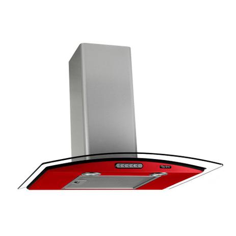 Coifa de Parede Duto Slim 60cm Vidro Temperado Terim Vermelho com Inox Menor preço em Coifa de Parede Duto Slim 60cm Vidro Temperado Terim Vermelho com Inox