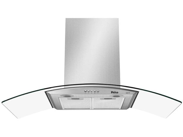 Coifa de Parede Philco 90cm 6 Bocas - com Vidro Curvo 3 Velocidades Glass 90