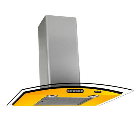 Coifa de Parede Vidro Curvo 60cm Duto Slim Terim Amarelo com Inox Menor preço em Coifa de Parede Vidro Curvo 60cm Duto Slim Terim Amarelo com Inox