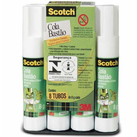 Cola bastao 8g scotch / 8un / 3m Menor preço em Cola bastao 8g scotch / 8un / 3m