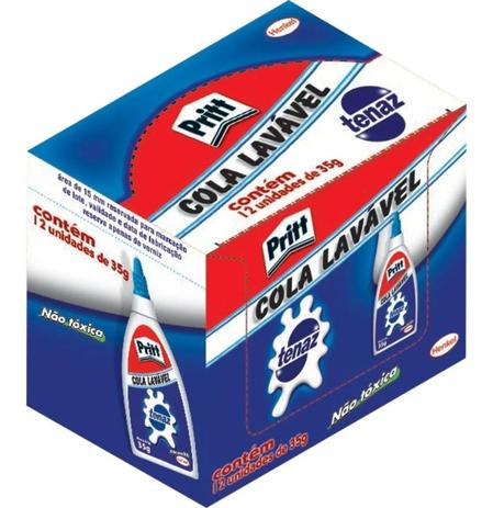 Cola Branca Tenaz Pritt Lavável Caixa Com 12 Unidades 35g Menor preço em Cola Branca Tenaz Pritt Lavável Caixa Com 12 Unidades 35g
