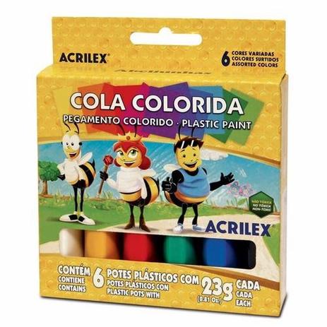 Cola colorida 23g c/06 cores 2606 Acrilex Menor preço em Cola colorida 23g c/06 cores 2606 Acrilex